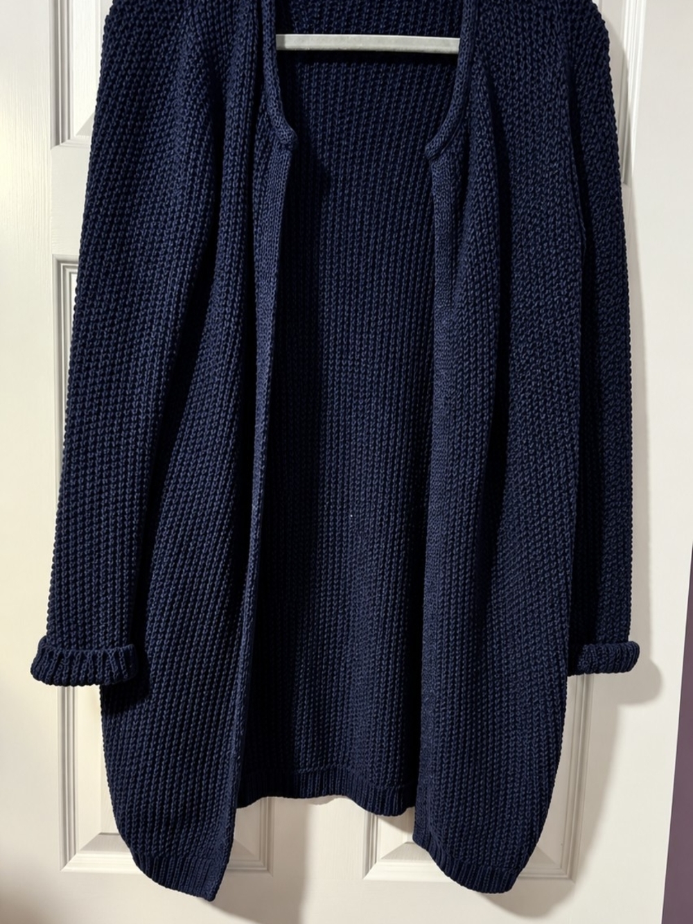 Ann Taylor Factory Navy Open-Front Knit Cardigan